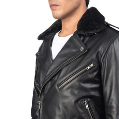 The Negan Black Asymmetrical Belted Moto Leather Jacket