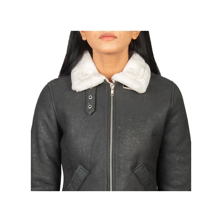 Women's Shearling Full Zip Original Leather Jacket
