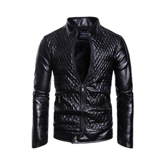 Black Men's Diamond Quilted Leather Jacket