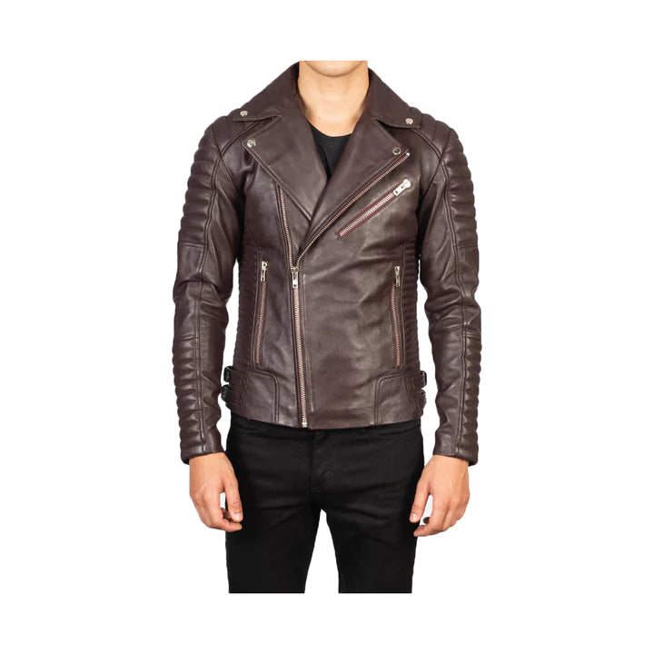 Men's Asymmetrical Quilted Moto Jacket