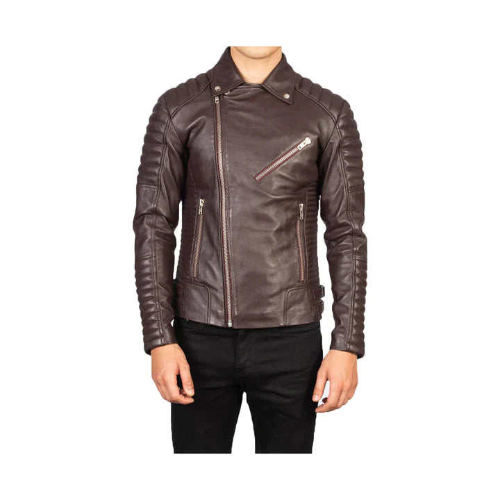 Men's Asymmetrical Quilted Moto Jacket