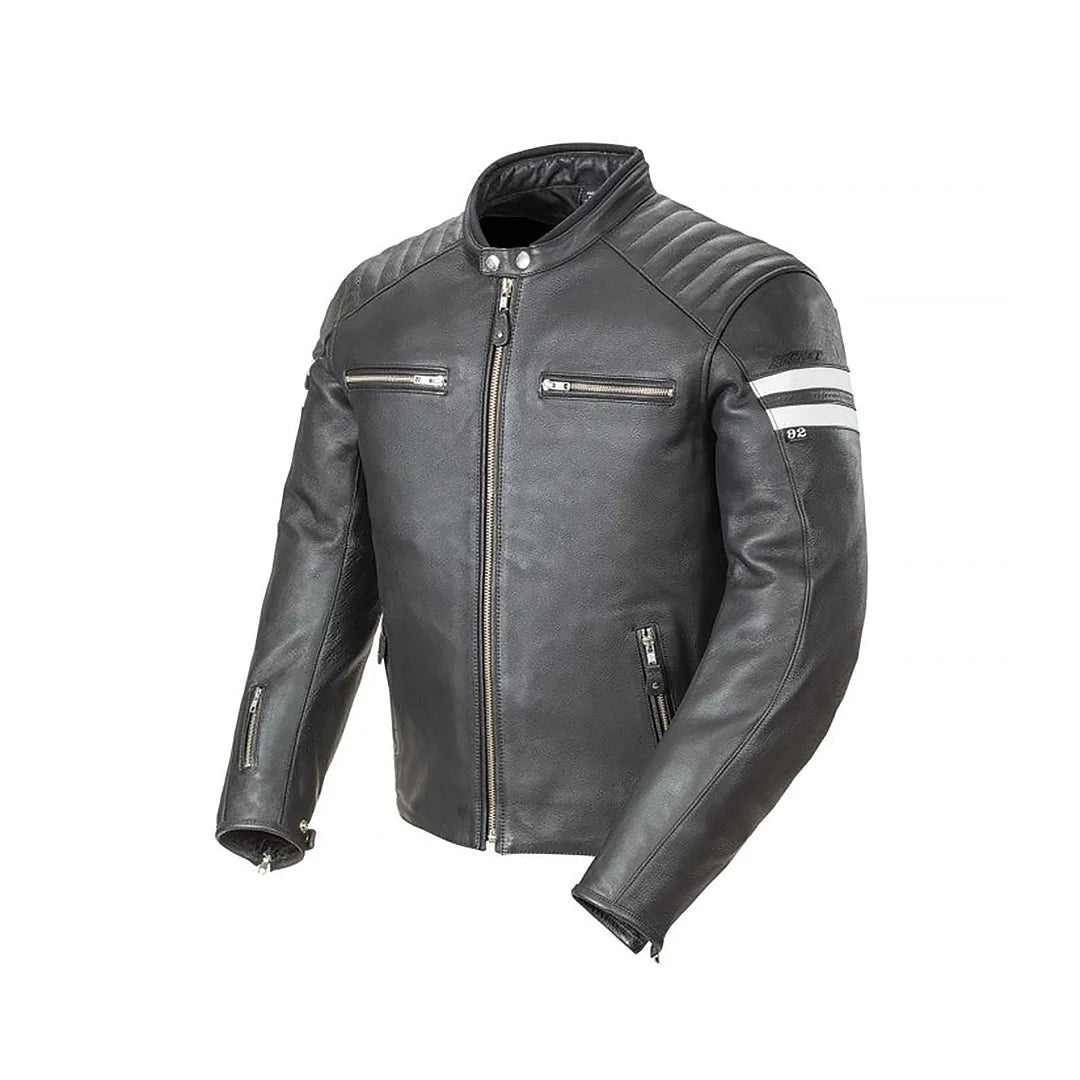 Men's Black Classic Adjustable Cuff Moto Jacket