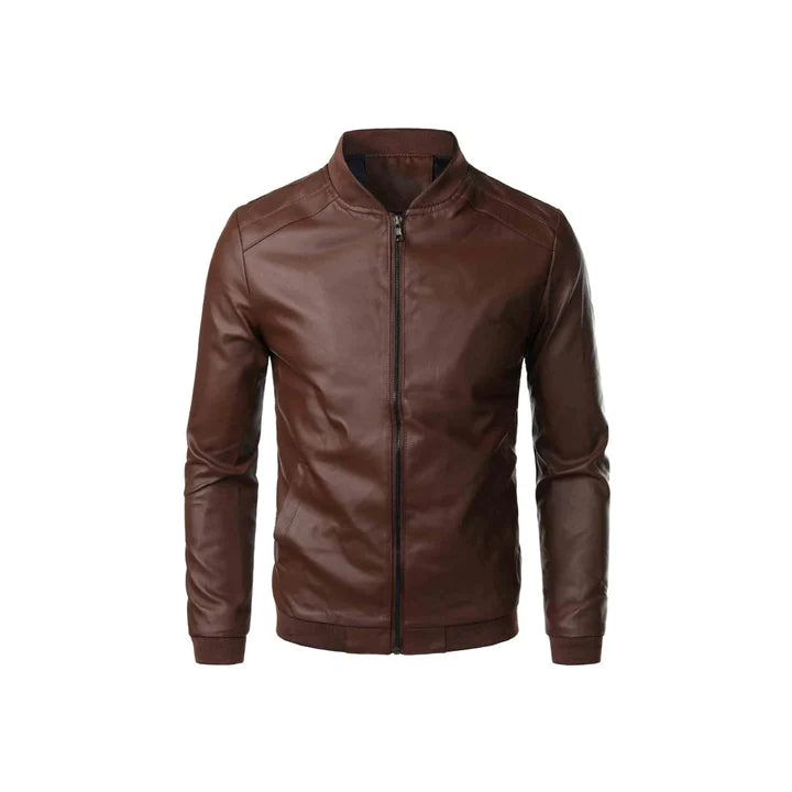 Brown Dodge Men's Slim Fit Original Leather Jacket