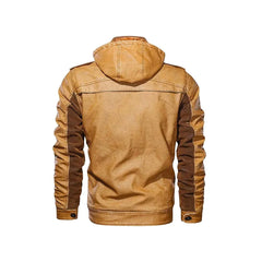 Camel Leather Cafe Racer Jacket