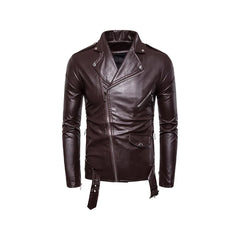 Dark Brown Slim Fit Asymmetrical Original Leather Jacket