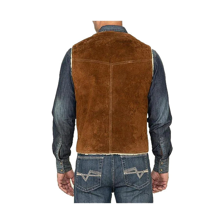 Men's Coffee Suede Leather Vest
