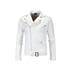 White Slim Fit Asymmetrical Original Leather Jacket