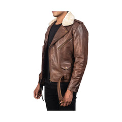 Men's Asymmetrical Leather Moto Jacket