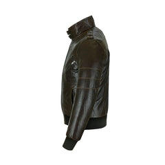 Men's Brown Classic Style Removeable Hood Motorcycle Jacket