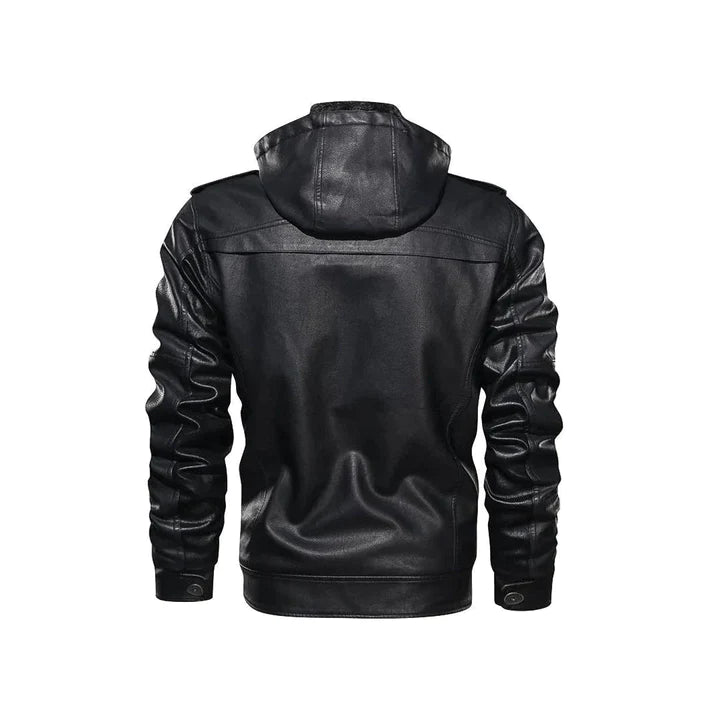 Black Leather Cafe Racer Jacket