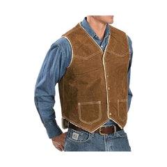 Men's Coffee Suede Leather Vest