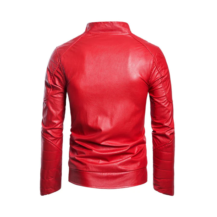 Red Men's Diamond Quilted Leather Jacket