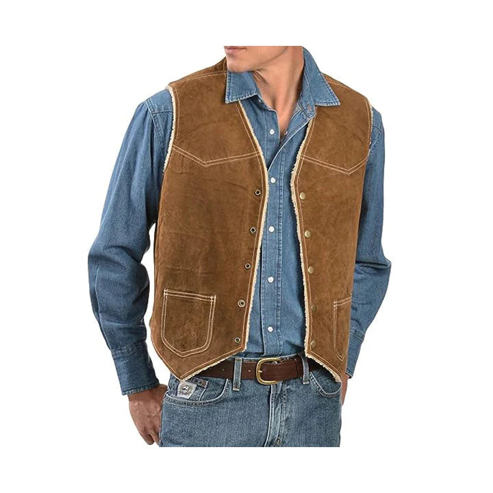 Men's Coffee Suede Leather Vest