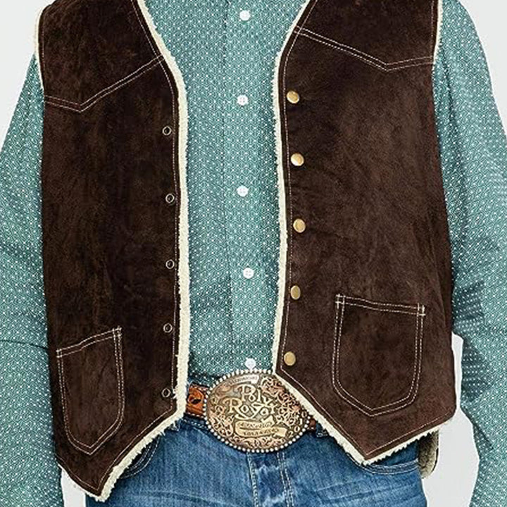 Men's Brown Suede Leather Vest