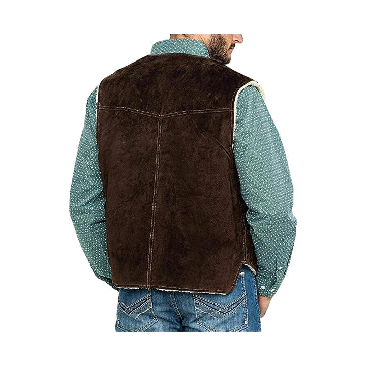 Men's Brown Suede Leather Vest