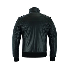 Men's Black Classic Style Removeable Hood Motorcycle Jacket