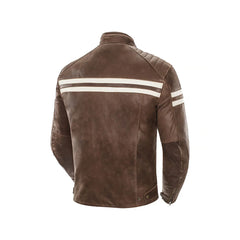 Men's Brown Classic Adjustable Cuff Moto Jacket