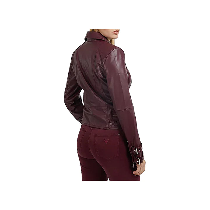 Women's Adjustable Belted Asymmetrical Zipper Moto Jacket