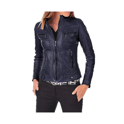 Women's Stylish Genuine Motorcycle Jacket