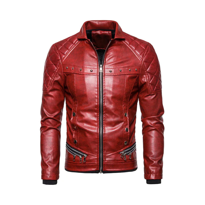 Red Men's Removable Fur Collar Jacket