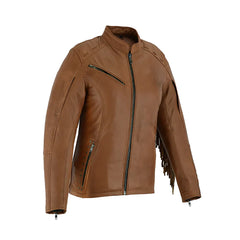 Women's Brown Fringe & Rivet Original Leather Jacket