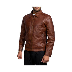 Men's Slim Fit Shirt Collar Original Leather Jacket