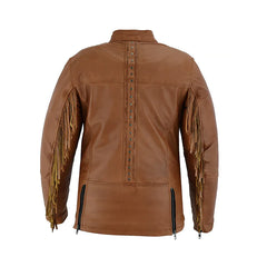 Women's Brown Fringe & Rivet Original Leather Jacket