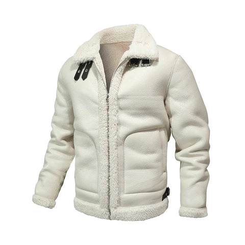 Men's White Shearling Winter Original Leather Jacket