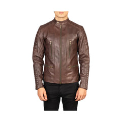 Men's Snap Collar Full Zip Biker Jacket