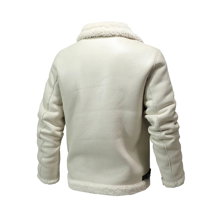 Men's White Shearling Winter Original Leather Jacket