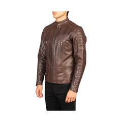 Men's Snap Collar Full Zip Biker Jacket