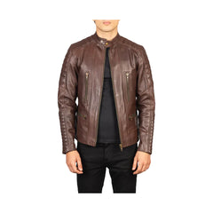 Men's Snap Collar Full Zip Biker Jacket