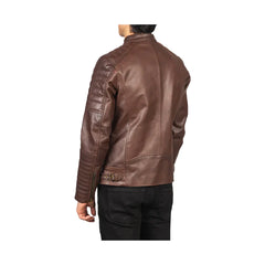 Men's Snap Collar Full Zip Biker Jacket