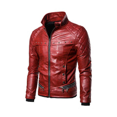 Red Men's Removable Fur Collar Jacket