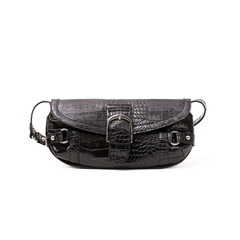 Women’s Crocodile Textured Retro Real Leather Shoulder Bag