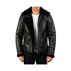 Men's Shearling Asymmetrical Original Leather Jacket