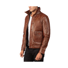 Men's Front Buttoned Original Leather Jacket