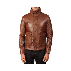 Men's Front Buttoned Original Leather Jacket