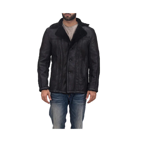 Men's Shearling Asymmetrical Original Leather Jacket