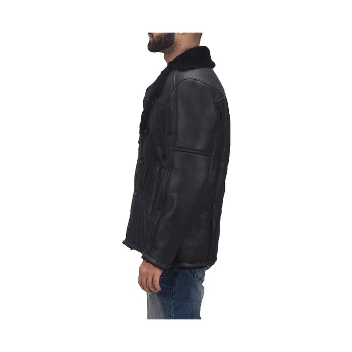 Men's Shearling Asymmetrical Original Leather Jacket