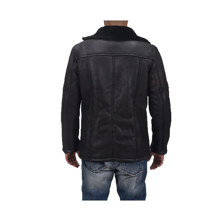 Men's Shearling Asymmetrical Original Leather Jacket