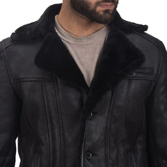 Men's Shearling Asymmetrical Original Leather Jacket