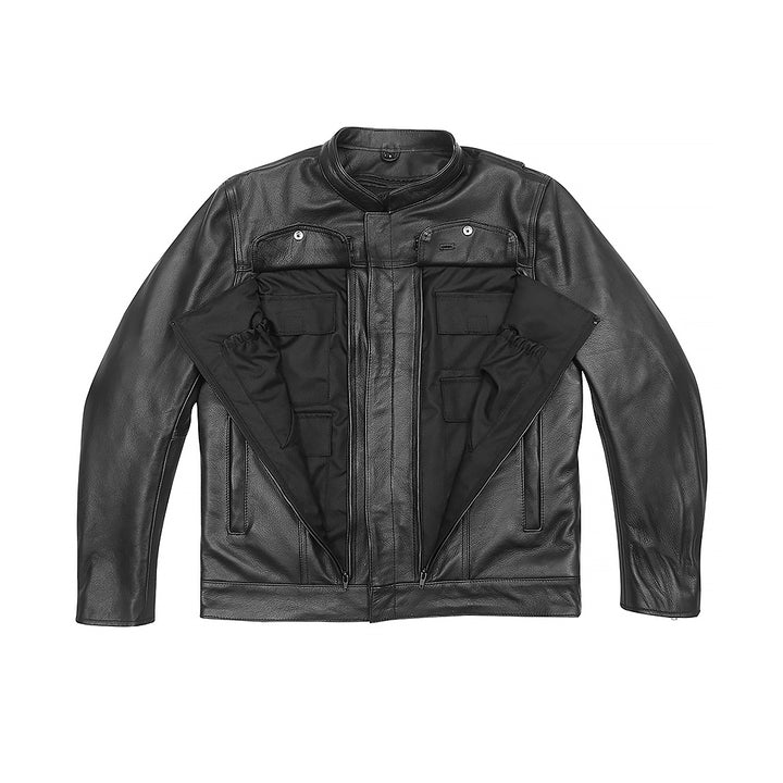 Men's Double Conceal Pockets Premium Motorcycle Jacket