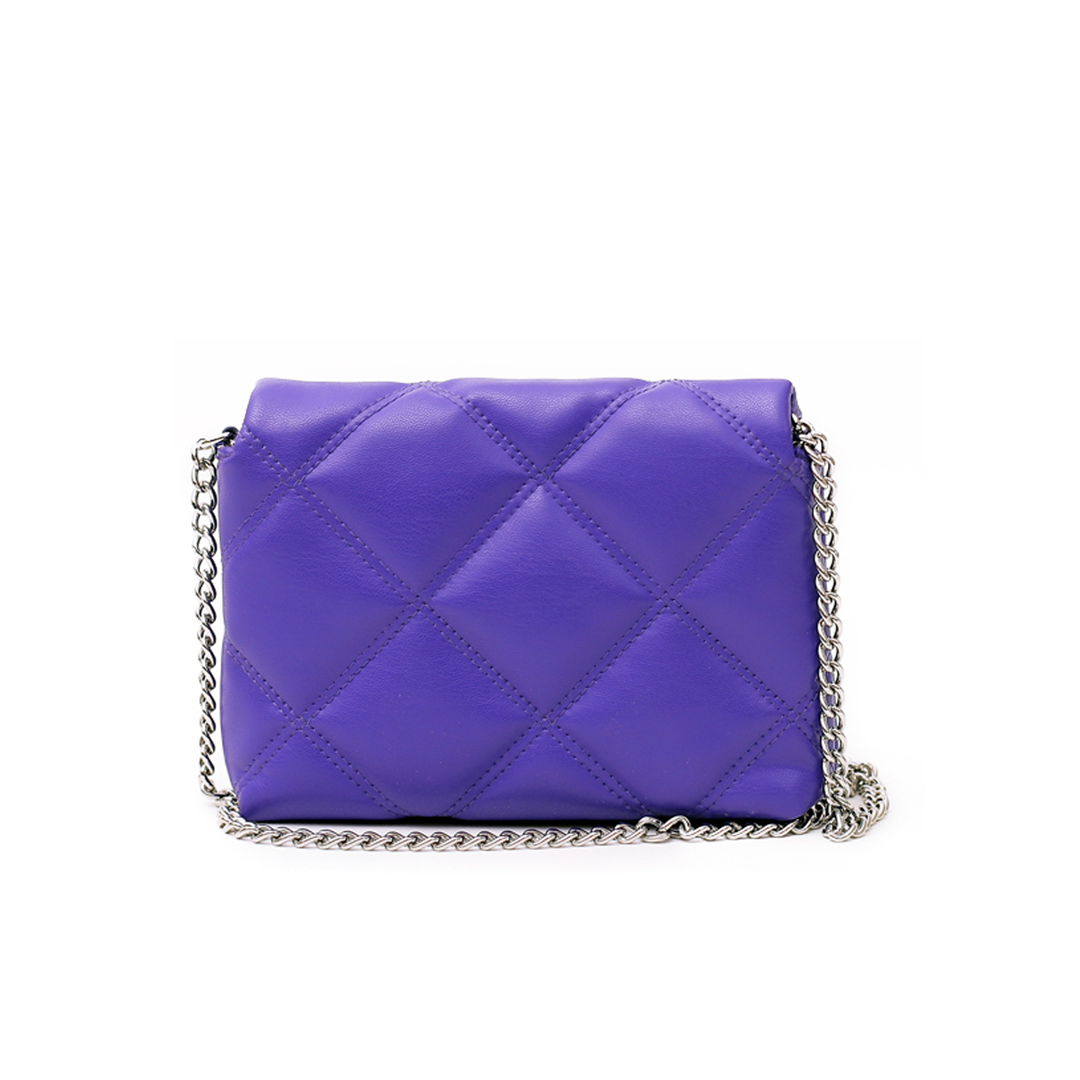 Women’s Purple Quilted Real Leather Shoulder Bag