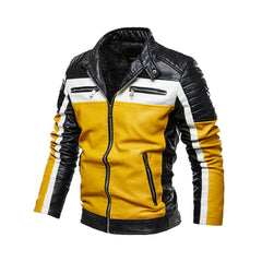 Men's Yellow Slim Fit Original Leather Moto Jacket