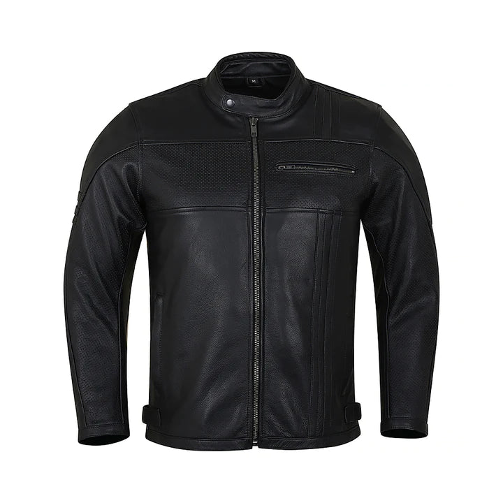 Men's Cafe Racer Genuine Leather Moto Jacket
