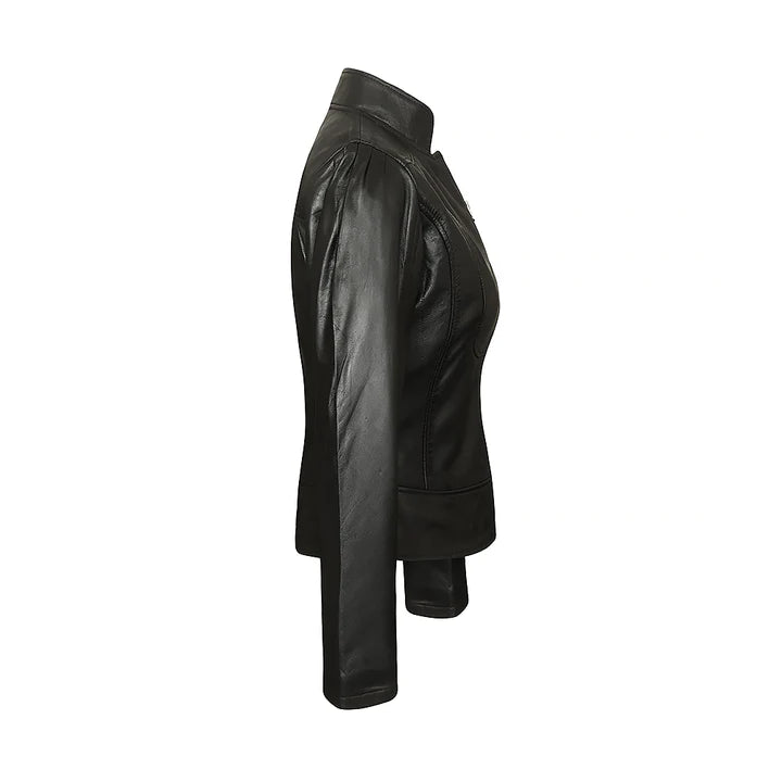 Women's Black Slim Fit Premium Leather Jacket