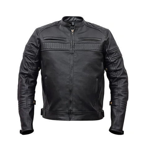 Men's Vented Original Leather Padded Moto Jacket