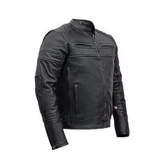 Men's Vented Original Leather Padded Moto Jacket