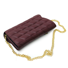 Women’s Quilted Golden Chain Real Leather Clutch